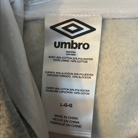 Umbro Heather Gray Hoodie with Logo - Picture 4 of 5